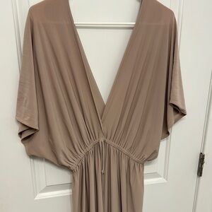 Elegant Tan V-Neck Dress
